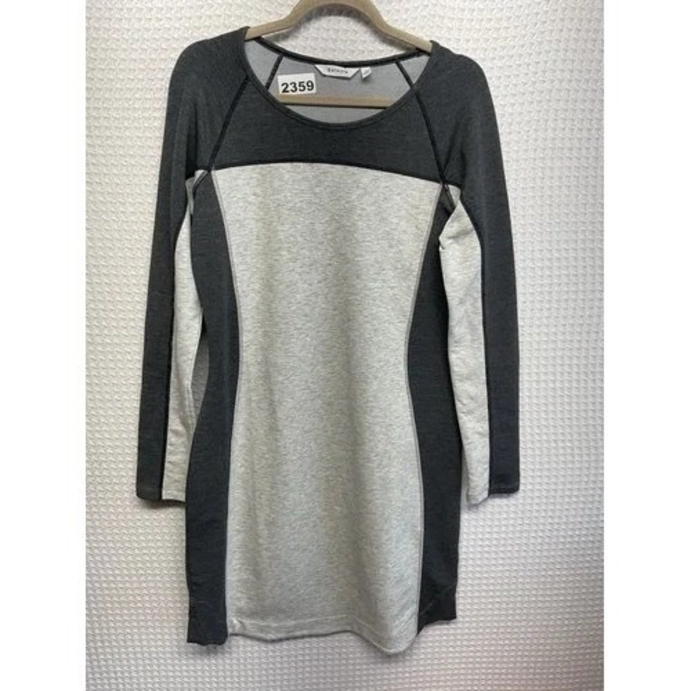NWOT Athleta Grey/Black Long Sleeve Mini Omega Dress Women Medium Vietnam